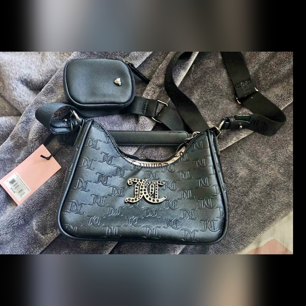 Juicy Couture Black Crossbody Bag with Metallic Embellishment